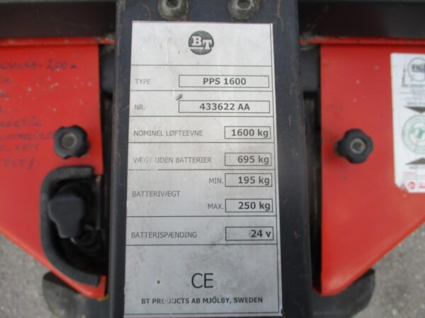 BT PPS 1600 elektromos raklapemelő targonca (3584) - Image 5