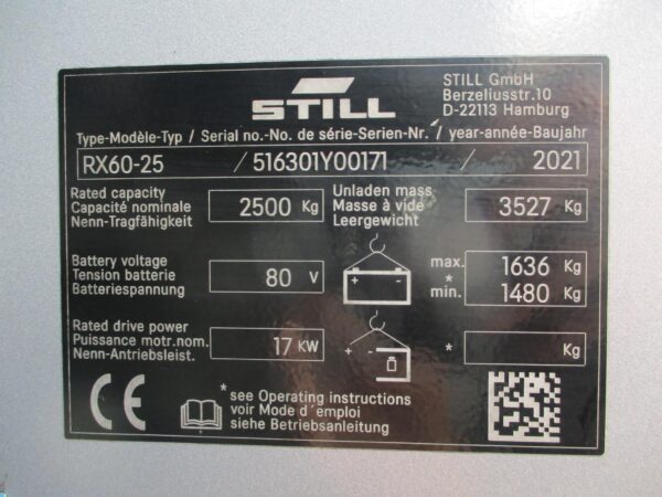 STILL RX 60-25 Elektromos targonca 2.5 t (3588) - Image 6